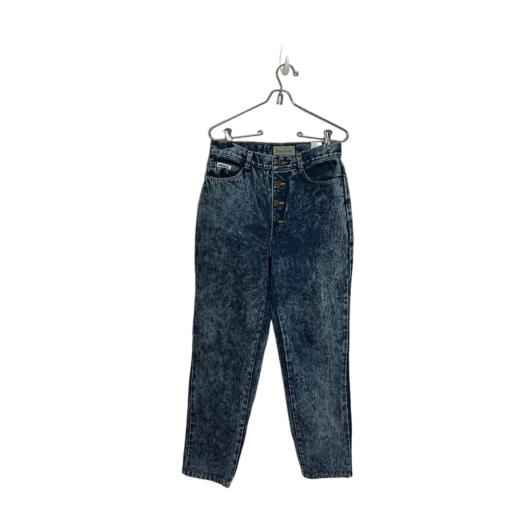 Vintage Bonjour high rise 90s high rise button fly jeans acid wash sz 8 tapered